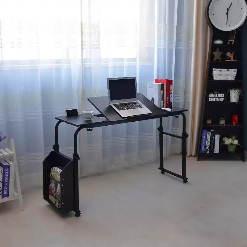 Tavolo da letto (sopraletto) bianco/nero con ruote – Altezza e lunghezza regolabili, uso singolo