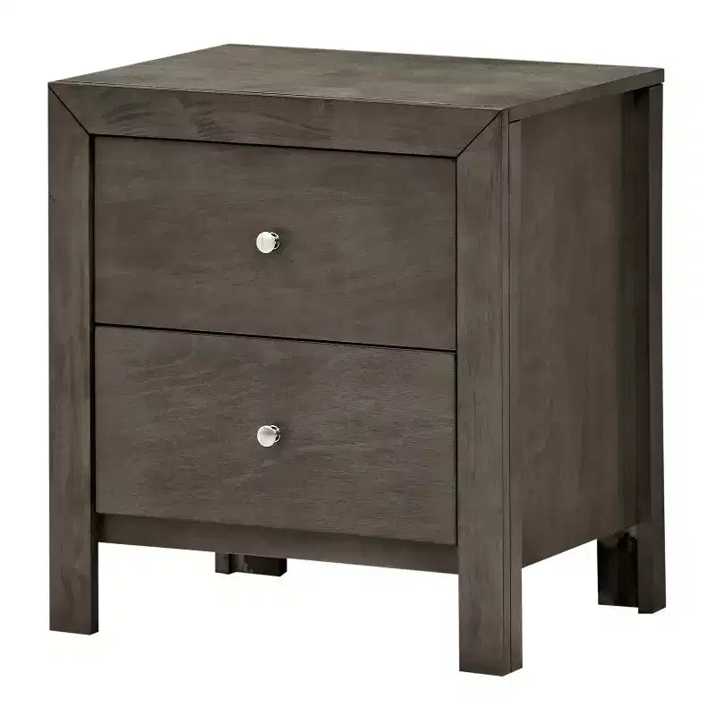 Comodino singolo in legno di ciliegio marrone, 2 cassetti, 63,5 cm A × 55,9 cm L × 43,2 cm P