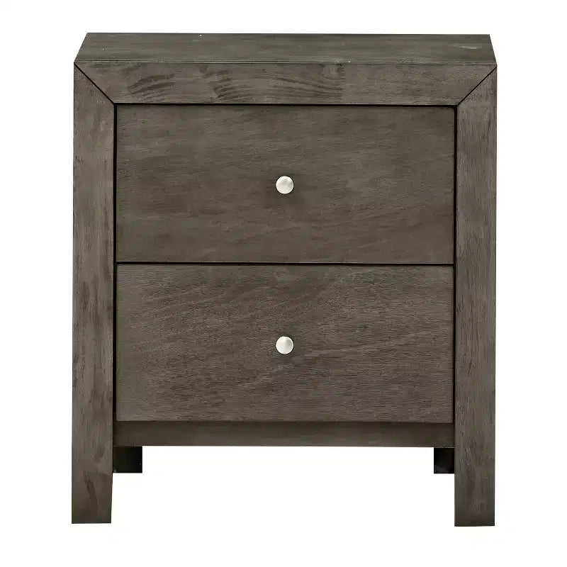 Comodino singolo in legno di ciliegio marrone, 2 cassetti, 63,5 cm A × 55,9 cm L × 43,2 cm P