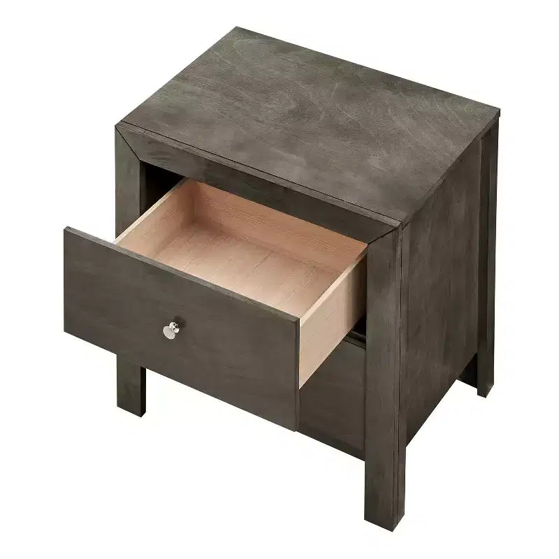 Comodino singolo in legno di ciliegio marrone, 2 cassetti, 63,5 cm A × 55,9 cm L × 43,2 cm P
