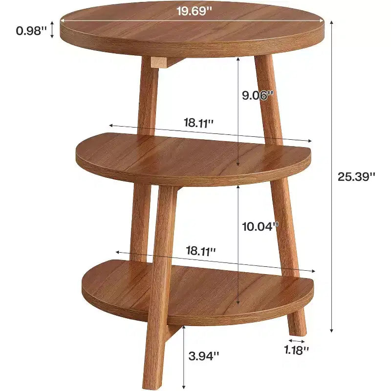 Tavolino rotondo a 3 livelli marrone, 49,99 cm L, monouso
