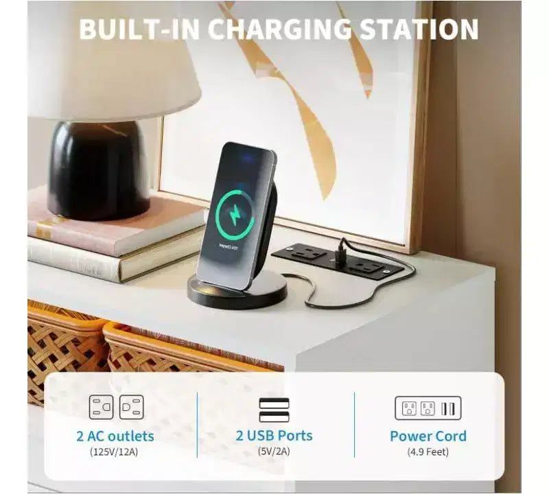 Mobile contenitore bianco a 4 cassetti con luce LED e stazione di ricarica