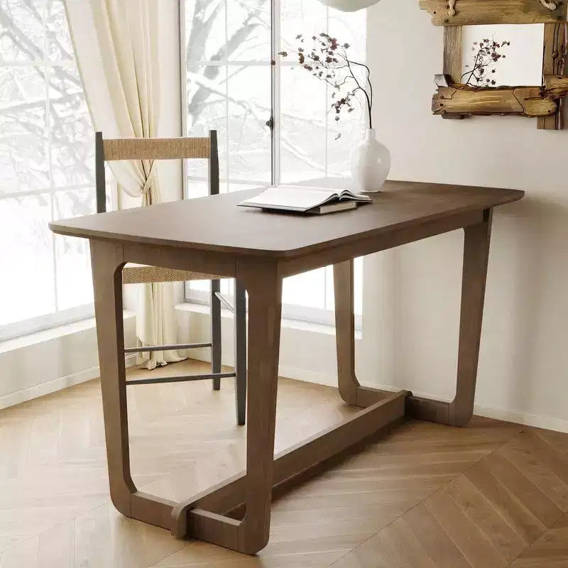 Scrivania in legno di gomma naturale, stile rustico, singola