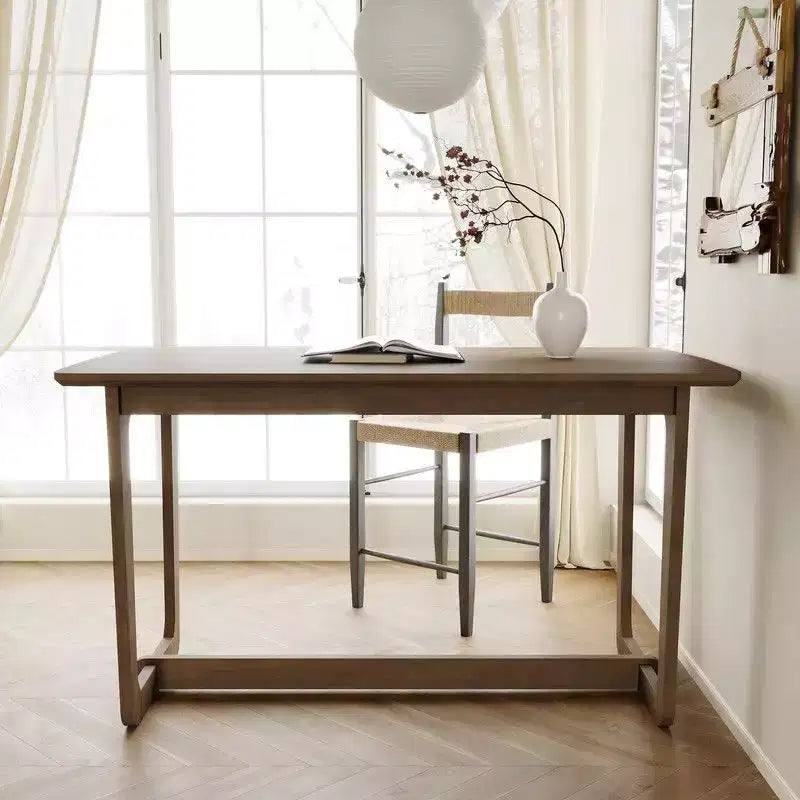 Scrivania in legno di gomma naturale, stile rustico, singola