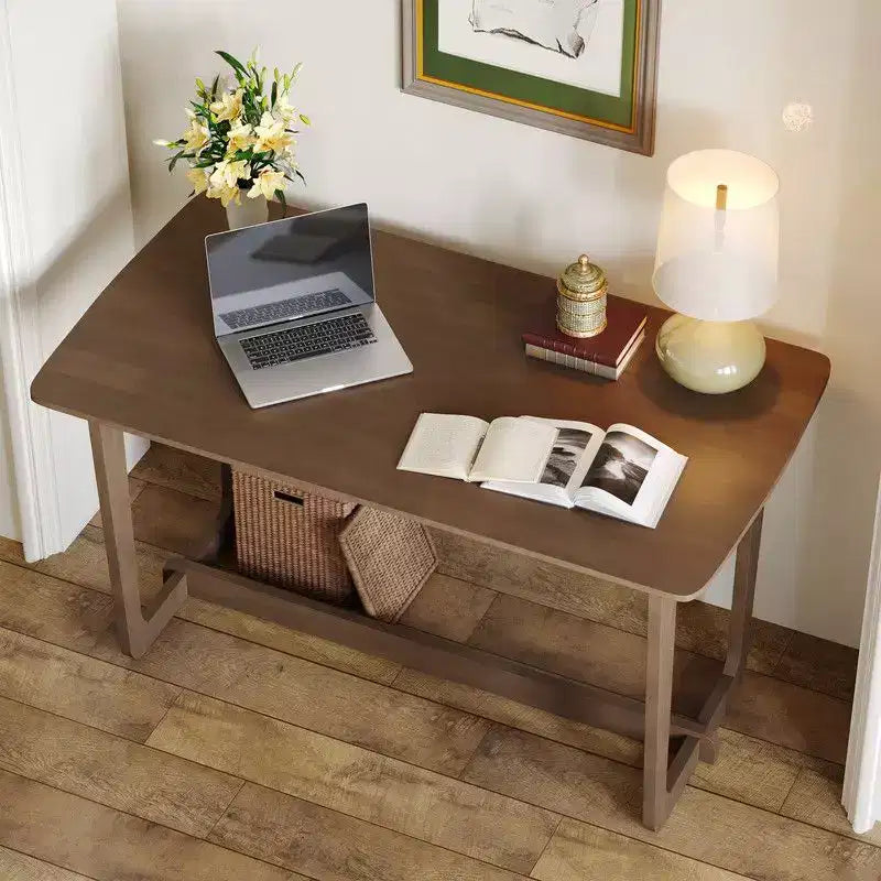 Scrivania in legno di gomma naturale, stile rustico, singola