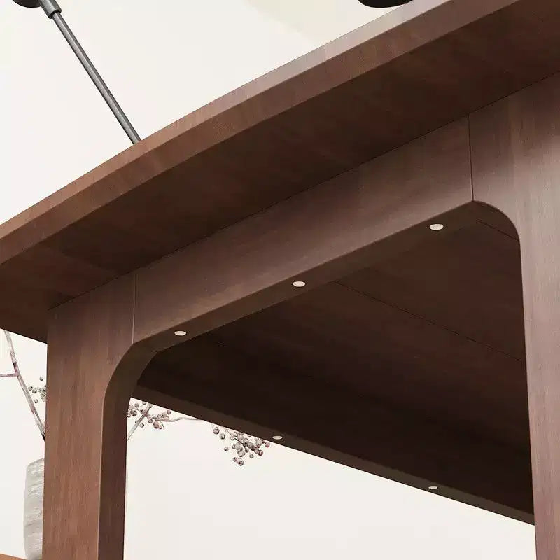 Scrivania in legno di gomma naturale, stile rustico, singola