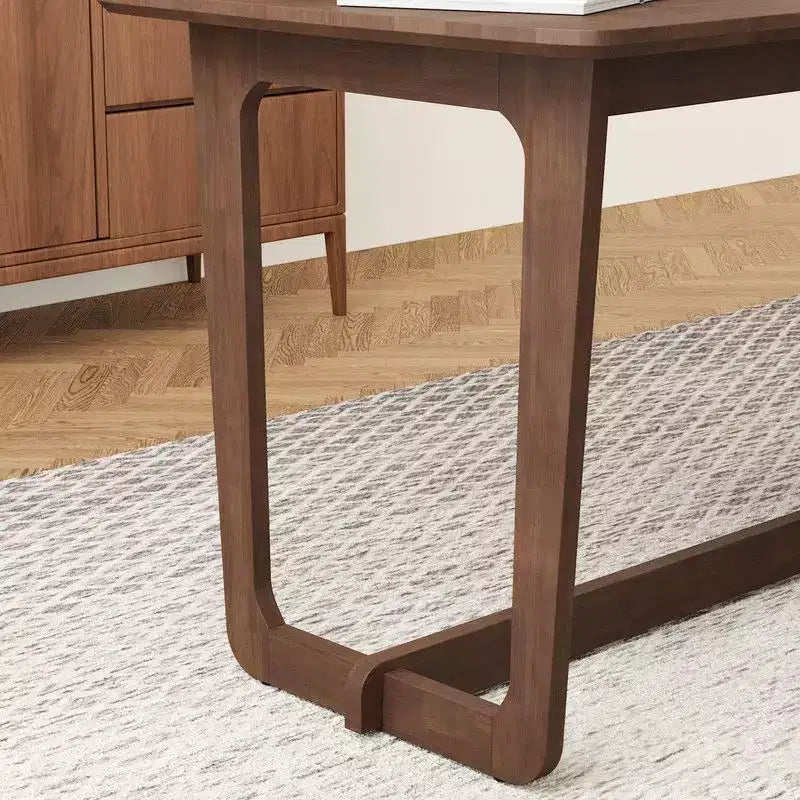 Scrivania in legno di gomma naturale, stile rustico, singola