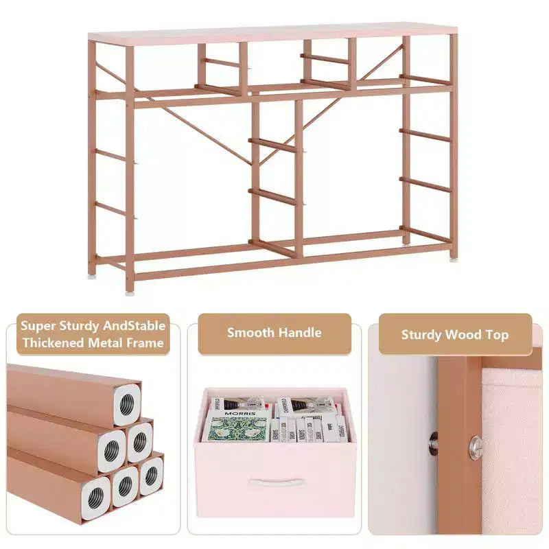 Nero / Salice nero / Rosa / Tigrato / Pelle bianca – Cassettiera in tessuto a 10 cassetti, Montaggio per 1 persona