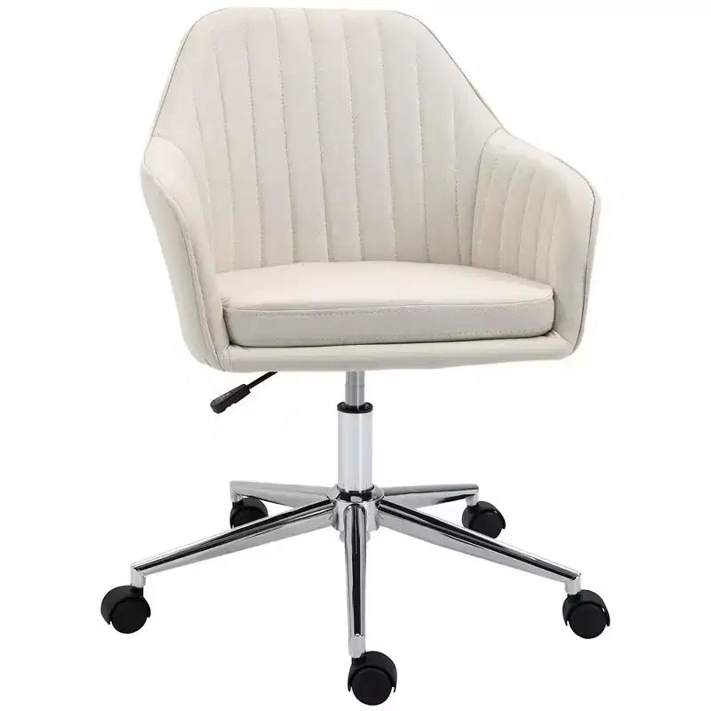 Sedia da ufficio beige con schienale medio, altezza regolabile, seduta imbottita, 1 persona
