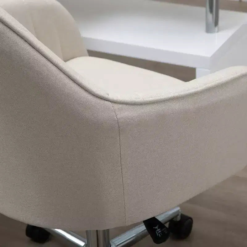 Sedia da ufficio beige con schienale medio, altezza regolabile, seduta imbottita, 1 persona