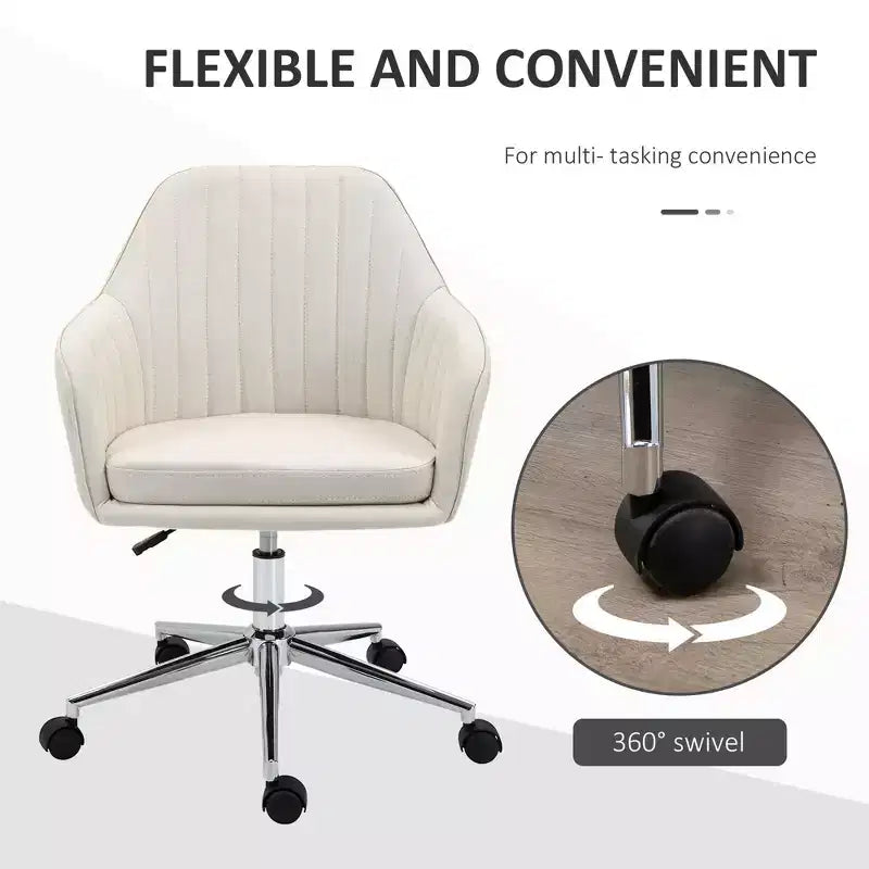 Sedia da ufficio beige con schienale medio, altezza regolabile, seduta imbottita, 1 persona