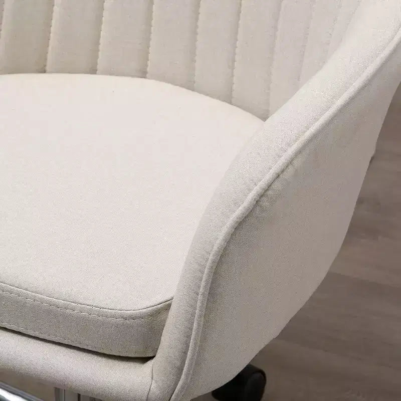 Sedia da ufficio beige con schienale medio, altezza regolabile, seduta imbottita, 1 persona