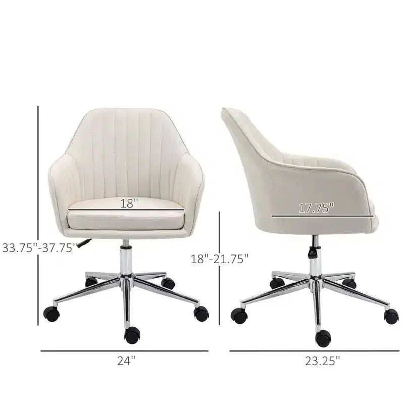 Sedia da ufficio beige con schienale medio, altezza regolabile, seduta imbottita, 1 persona