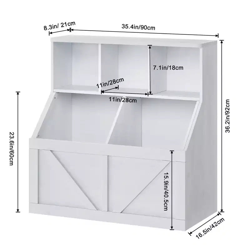 Scaffale per libri per bambini e mobiletto portagiochi grigio/bianco sporco/bianco, 1 persona