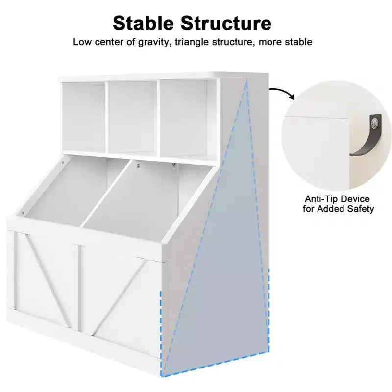 Scaffale per libri per bambini e mobiletto portagiochi grigio/bianco sporco/bianco, 1 persona