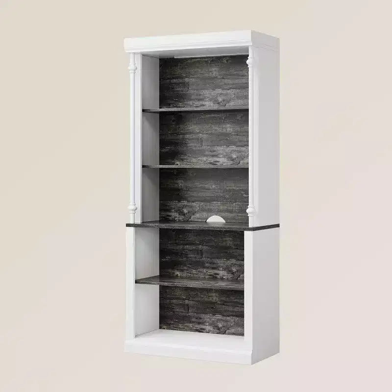 Libreria bianca a 5 ripiani con luci a LED, montaggio per 1 persona