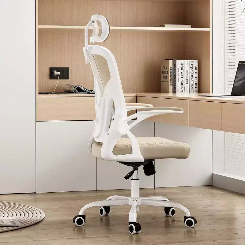 Sedia da Ufficio con Ruote, Braccioli Ribaltabili, Poggiatesta Regolabile e Supporto Lombare – Nero / Grigio / Cachi / Rosa / Bianco / Multicolore, Singola