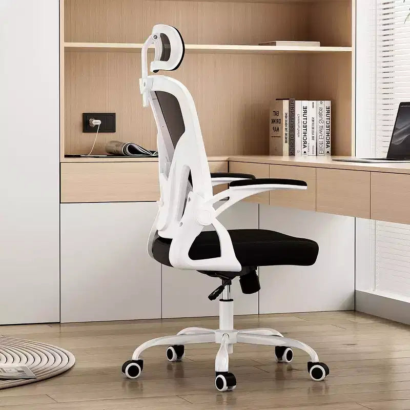Sedia da Ufficio con Ruote, Braccioli Ribaltabili, Poggiatesta Regolabile e Supporto Lombare – Nero / Grigio / Cachi / Rosa / Bianco / Multicolore, Singola