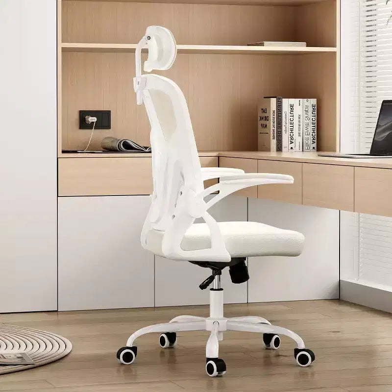Sedia da Ufficio con Ruote, Braccioli Ribaltabili, Poggiatesta Regolabile e Supporto Lombare – Nero / Grigio / Cachi / Rosa / Bianco / Multicolore, Singola
