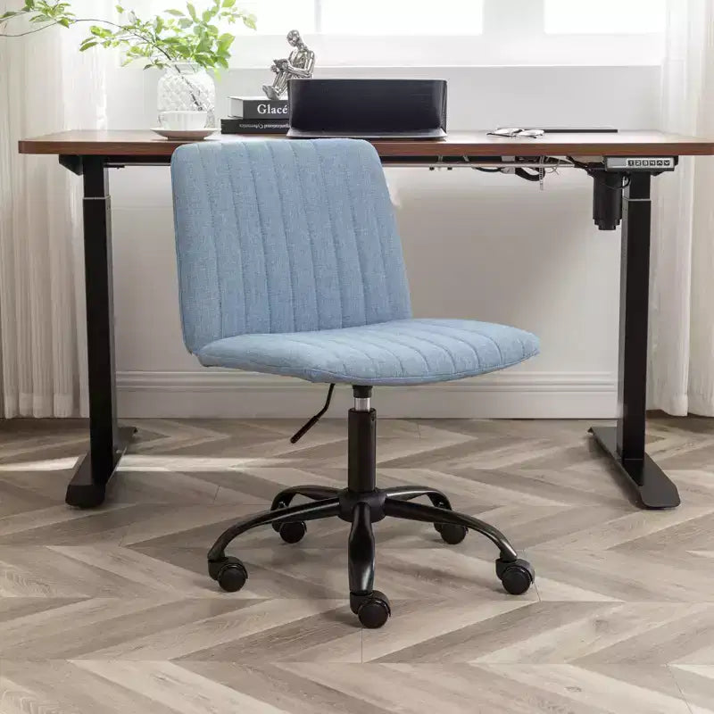 Sedia da scrivania girevole senza braccioli beige/blu/grigia, altezza regolabile, sedile singolo