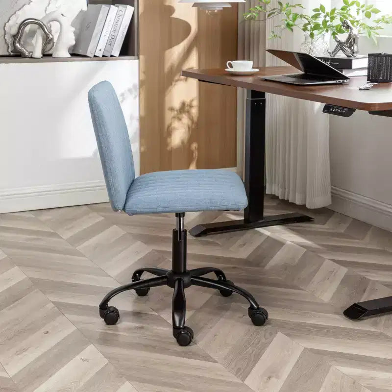 Sedia da scrivania girevole senza braccioli beige/blu/grigia, altezza regolabile, sedile singolo