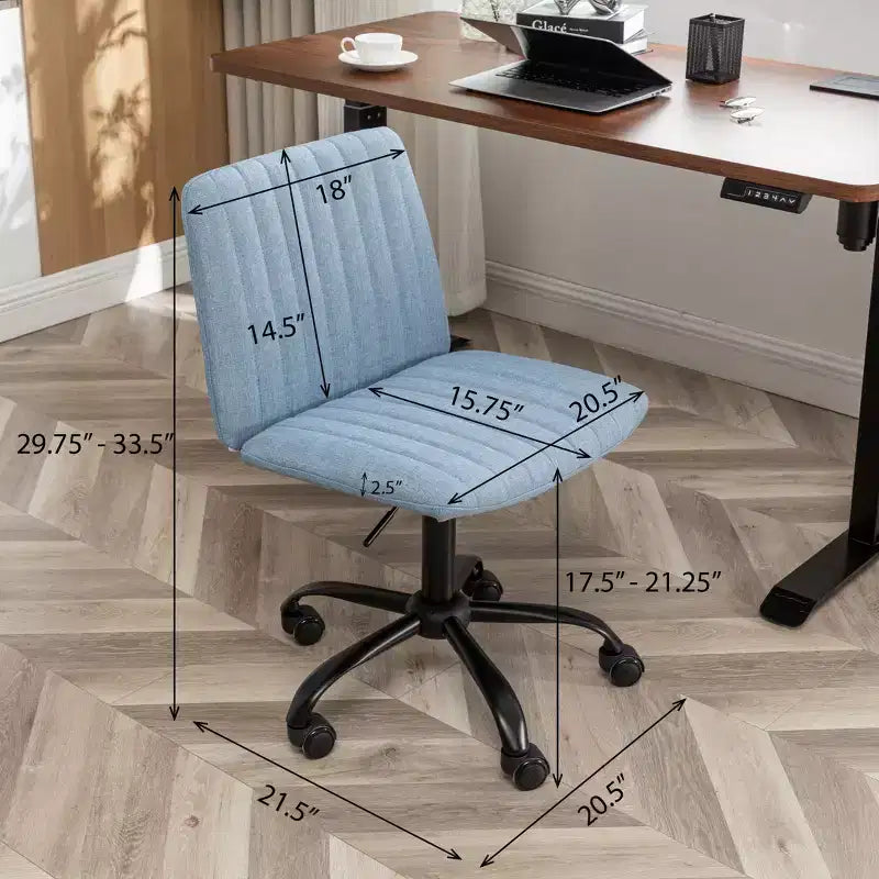 Sedia da scrivania girevole senza braccioli beige/blu/grigia, altezza regolabile, sedile singolo