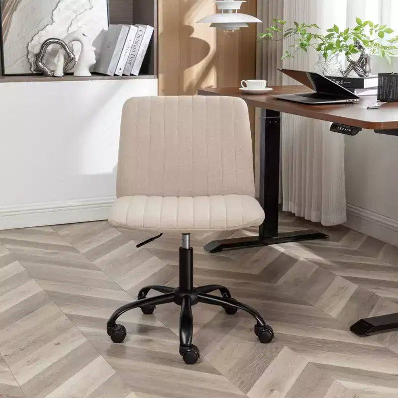 Sedia da scrivania girevole senza braccioli beige/blu/grigia, altezza regolabile, sedile singolo