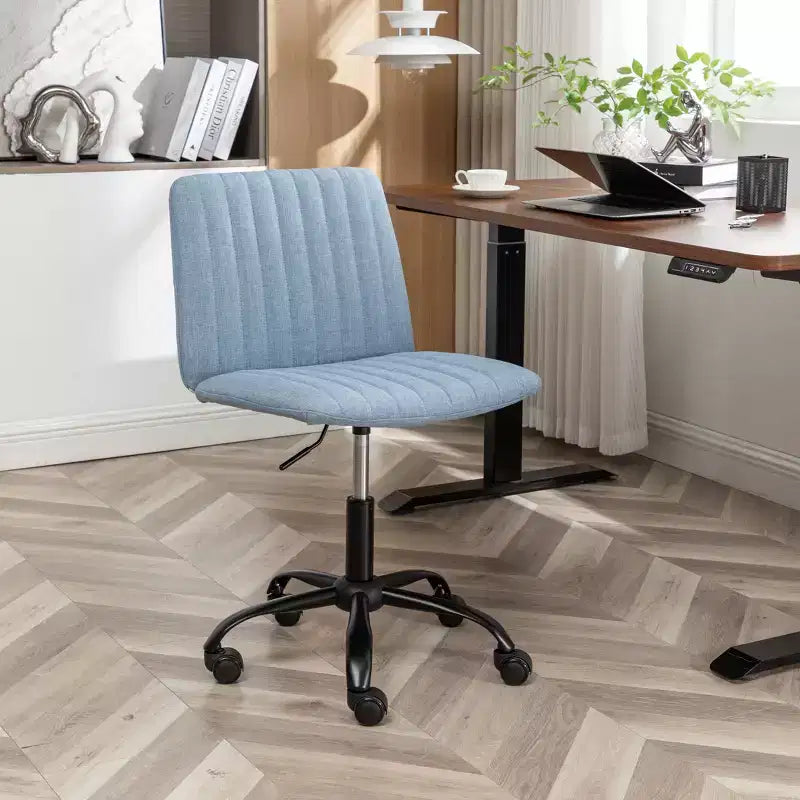 Sedia da scrivania girevole senza braccioli beige/blu/grigia, altezza regolabile, sedile singolo