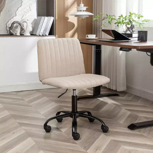 Okak Stylish Armless Office Chair, Ergonomic Desk Chair with Adjustable Height and Wheels, 360 Swivel Chair for Home, Office
