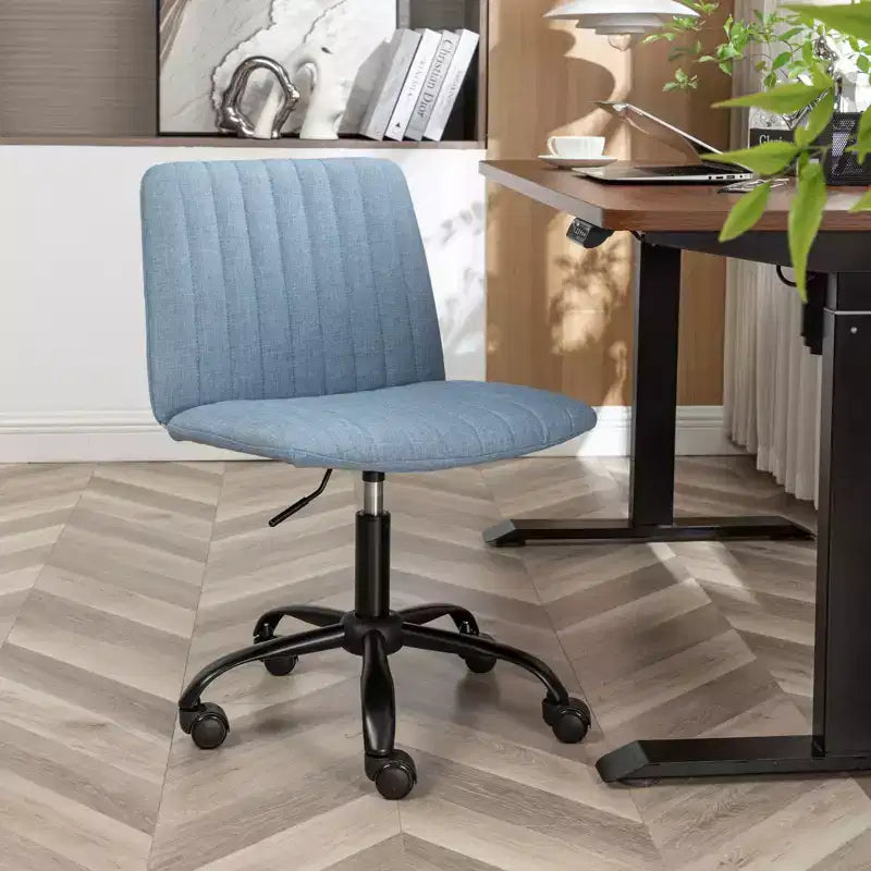Sedia da scrivania girevole senza braccioli beige/blu/grigia, altezza regolabile, sedile singolo