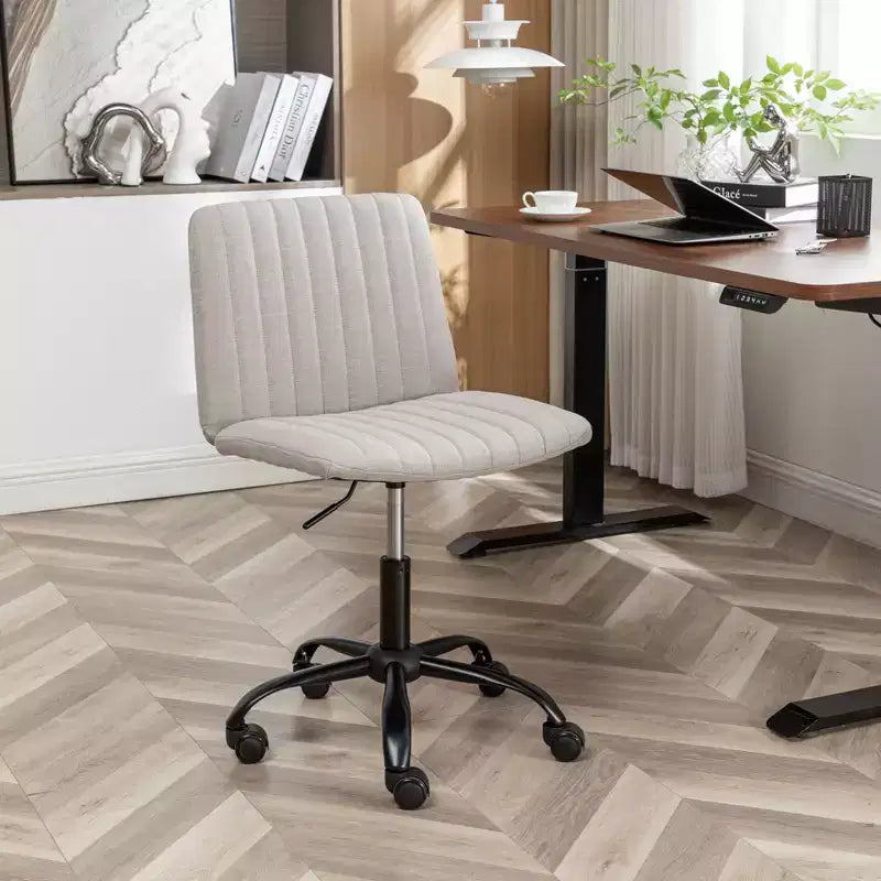 Sedia da scrivania girevole senza braccioli beige/blu/grigia, altezza regolabile, sedile singolo