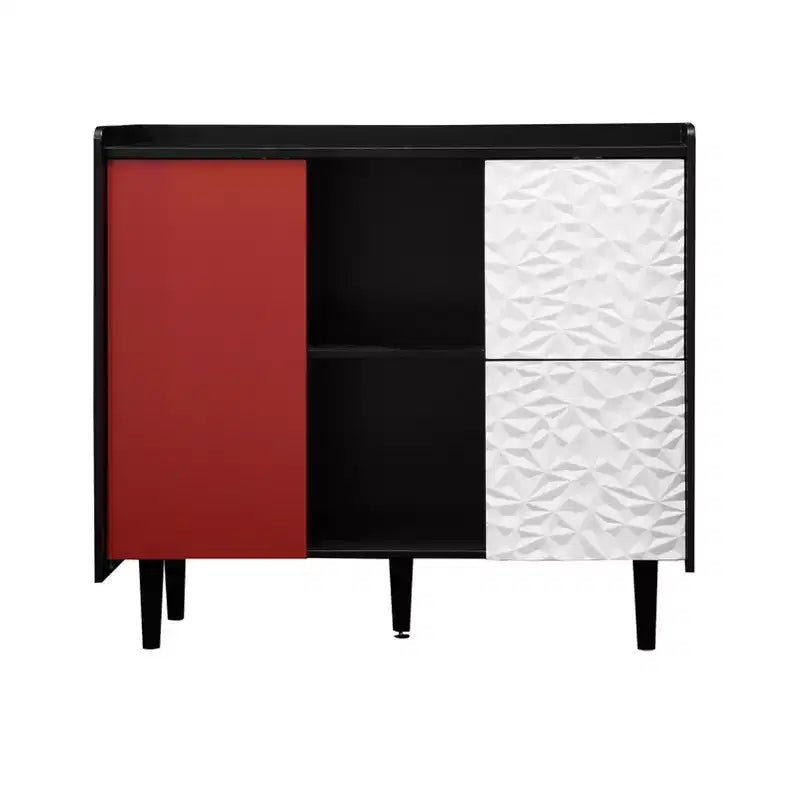 Madia moderna, nera, 1 anta e 2 cassetti, singola