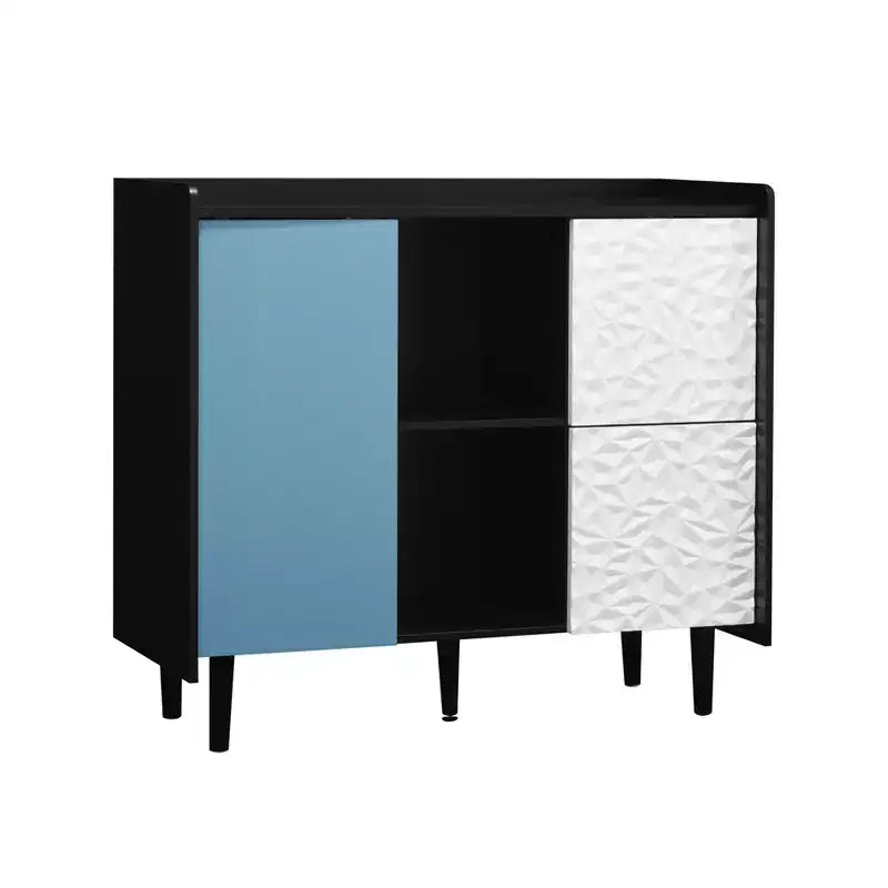 Madia moderna, nera, 1 anta e 2 cassetti, singola