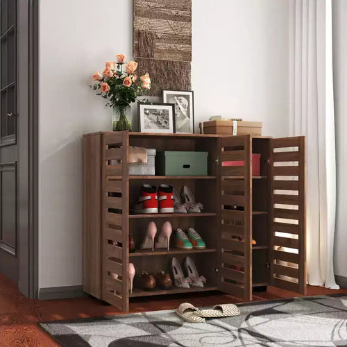 Okak Shoe Cabinet, 5-Tier Shoe Cabinet with Three Doors and Adjustable Shelves, Shoe rack for Entryway, Living Room, Hallway