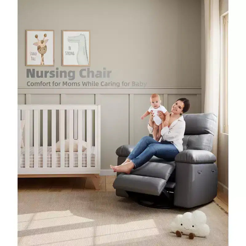 Poltrona reclinabile in pelle PU, girevole a 360°, monoposto – Marrone / Nero / Beige / Grigio / Cachi