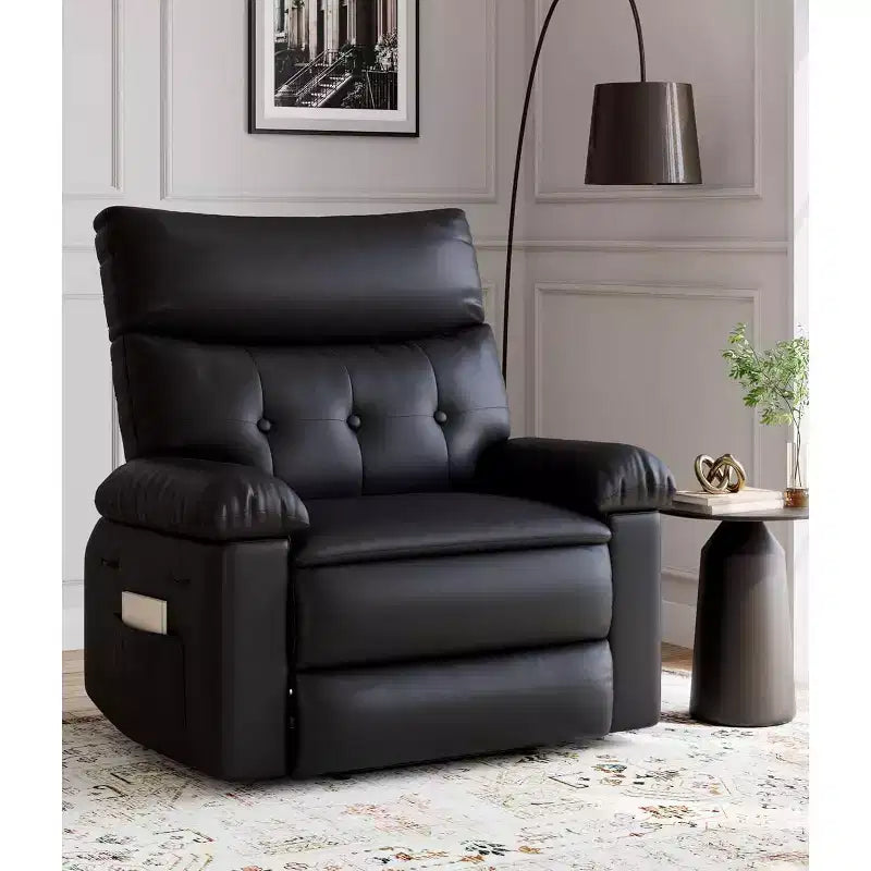 Poltrona reclinabile in pelle PU, girevole a 360°, monoposto – Marrone / Nero / Beige / Grigio / Cachi