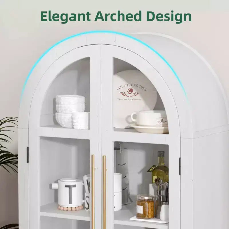 Mobile Contenitore ad Arco con Anta a Vetro Bianco da 180 cm, Montaggio a 1 Persona