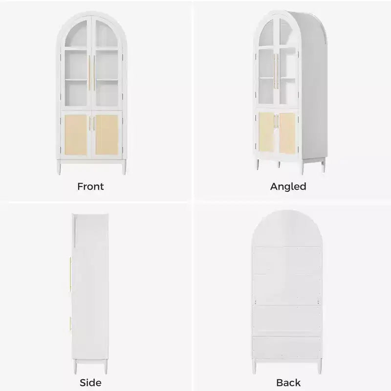 Mobile Contenitore ad Arco con Anta a Vetro Bianco da 180 cm, Montaggio a 1 Persona