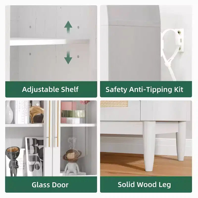 Mobile Contenitore ad Arco con Anta a Vetro Bianco da 180 cm, Montaggio a 1 Persona