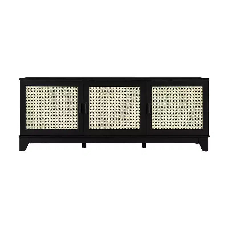 Mobile TV in Canna Naturale e MDF, 3 ante, adatto fino a 55", Montaggio per 1 persona