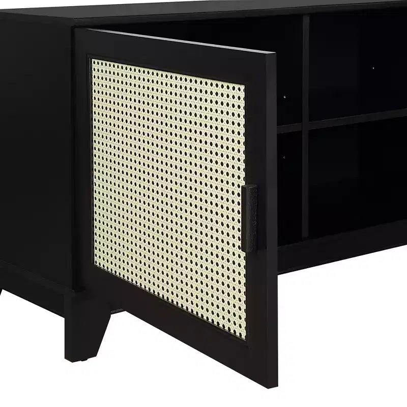 Mobile TV in Canna Naturale e MDF, 3 ante, adatto fino a 55", Montaggio per 1 persona