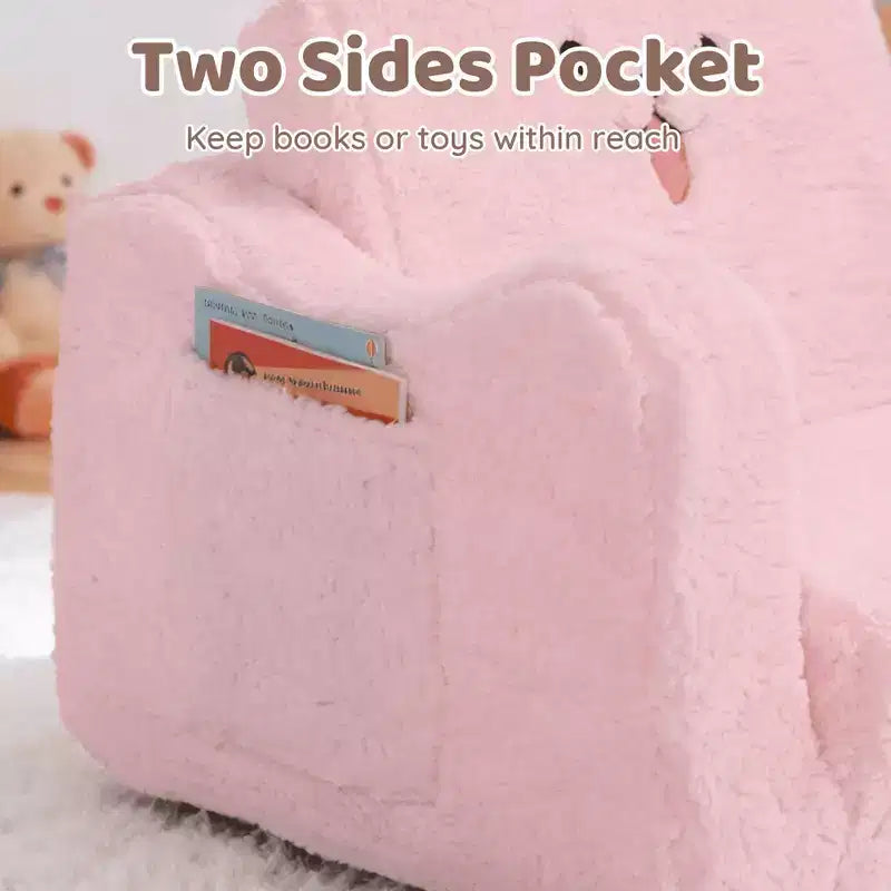 Poltrona divano pieghevole 2 in 1 per bambini, grigio/rosa