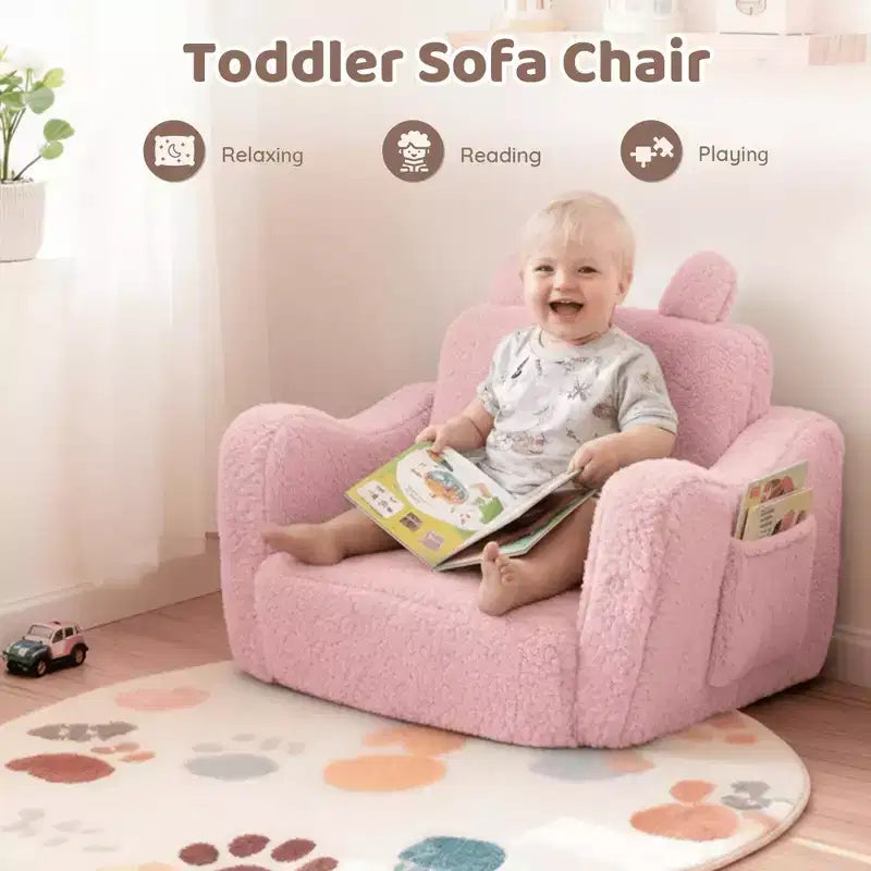 Poltrona divano pieghevole 2 in 1 per bambini, grigio/rosa
