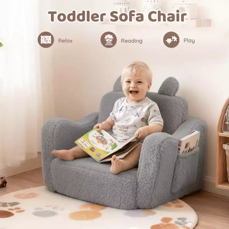 Poltrona divano pieghevole 2 in 1 per bambini, grigio/rosa