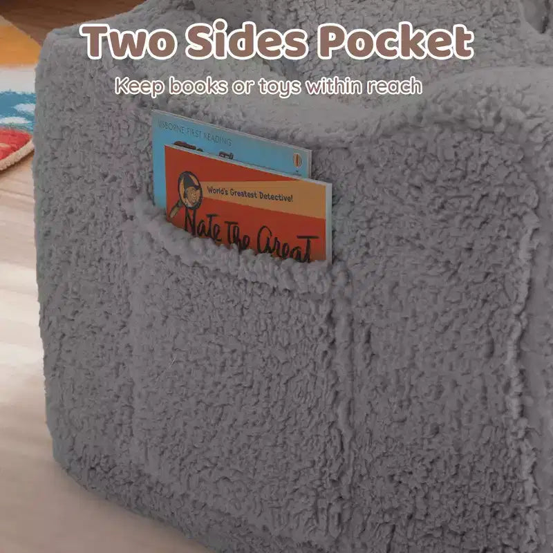 Poltrona divano pieghevole 2 in 1 per bambini, grigio/rosa
