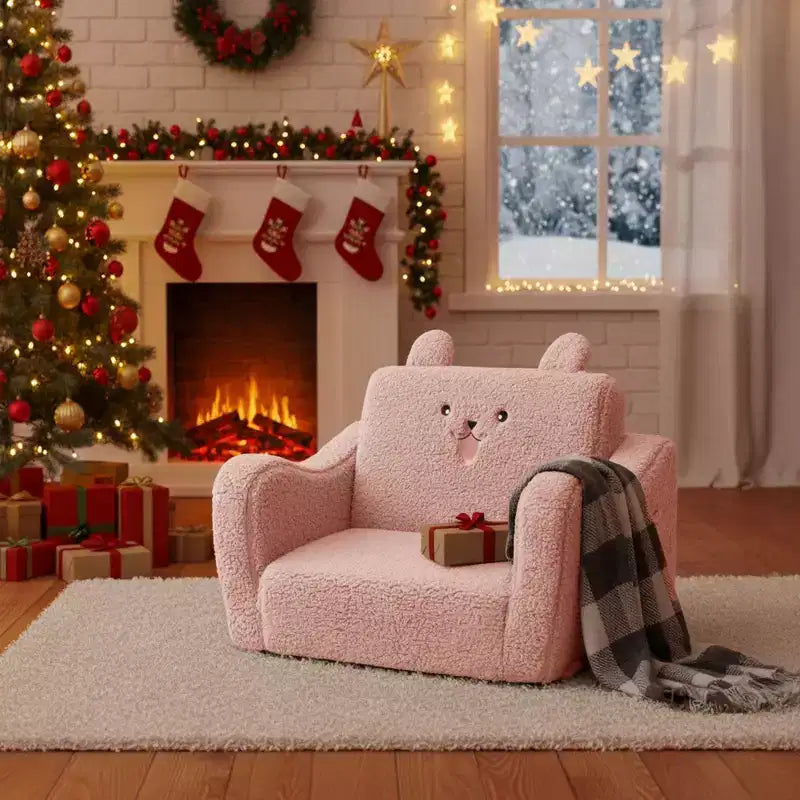 Poltrona divano pieghevole 2 in 1 per bambini, grigio/rosa