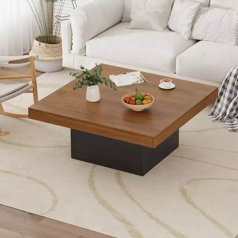 Tavolino quadrato marrone/grigio con luci LED sulle gambe, per 2 persone, stile moderno di metà secolo