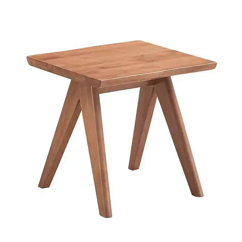 Tavolino quadrato in legno marrone con gambe a V, singolo