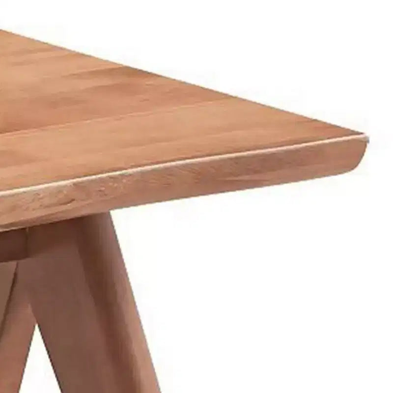 Tavolino quadrato in legno marrone con gambe a V, singolo