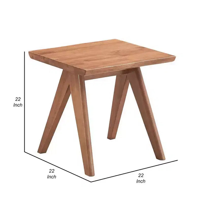 Tavolino quadrato in legno marrone con gambe a V, singolo